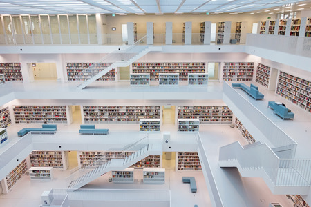 Stuttgart, Germany - March 17, 2014: The Stuttgart City Library designed by Eun, Young, Yi. It provides more than 500.000 books.