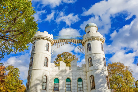 Berlin, Germany - October 27, 2013: Castle at Peacock Island "Schloss auf der Pfaueninsel" in lake Wannsee. A nearby recreational area of Berlin.のeditorial素材