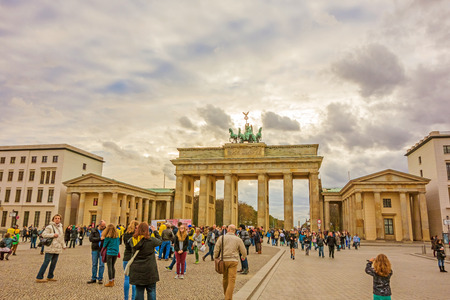 Berlin, Germany - October 28, 2013:Brandenburger Tor (Brandenburg Gate) of Berlin.The triumphal arch is one of the best-known landmarks of Germany.のeditorial素材