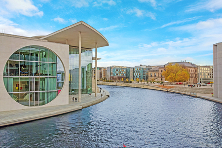 Berlin, Germany - October 28, 2013: Marie-Elisabeth-Luders-Haus in the government district of Berlin. Where politics is made in Germany.のeditorial素材