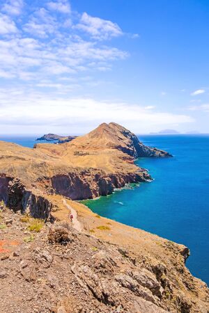 View towards rock gate Ponta do Furado - the most easterly point of Madeira - peninsula Ponta de Sao Lourencoの写真素材