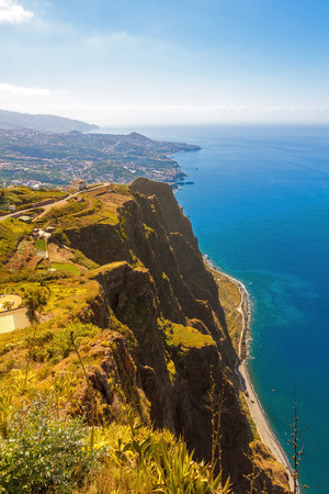 Cabo Girao, Madeira. View from the highest cliff of Europe towards Funchalの写真素材