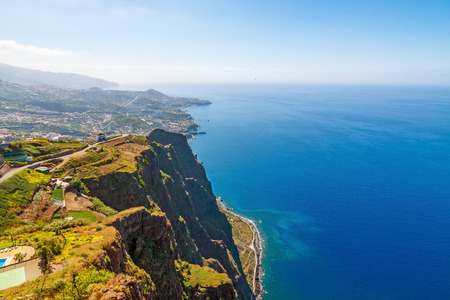 Cabo Girao, Madeira. View from the highest cliff of Europe towards Funchalの写真素材