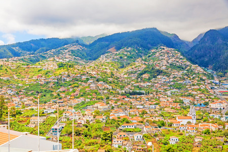 Funchal, Madeira - June 7, 2013: View over Funchal, the capital city of Madeira from Pico dos Barcelo.のeditorial素材