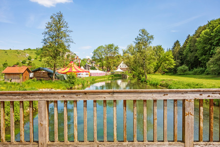 Bridge over the river Brenz, Eselsburger Tal valley - jewel of the swabian alpsの写真素材