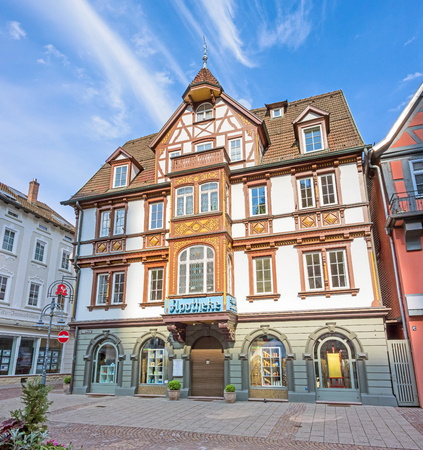 Heidenheim an der Brenz, Germany - May 26, 2016: Castles pharmacy (Schloss Apotheke) in the pedestrian area of Heidenheim an der Brenz.のeditorial素材