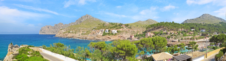 Bay Cala Molins in Cala Sant Vicenc, Majorca, Spain - panorama viewの写真素材