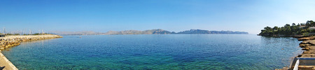 Bay of Pollenca - view of peninsula Formentor from Mal Pas-Bon Aire near Alcudia, Majorca, Spainの写真素材