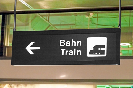 Train (Bahn) sign Zurich Main Station (HB / Hauptbahnhof / Oerlikon) - at airportの写真素材