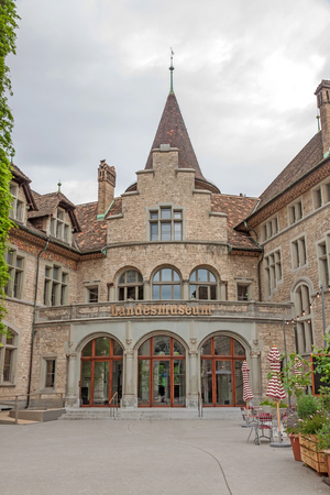 Zurich, Switzerland - June 10, 2017: State Museum Zurich, entrance labeled with Landesmuseumのeditorial素材