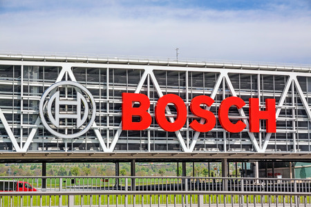 Stuttgart, Germany - May 06, 2017: Bosch Car Park near motorway A8, airport Stuttgart and trade fair