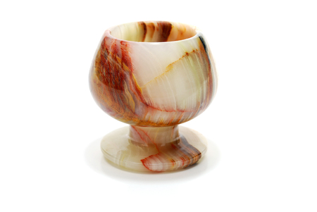 Traditional Onyx Stone Cup Isolated on Whiteの写真素材