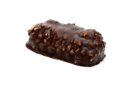 Single Tasty Chocolate Cookie (Cake) Isolated on Whiteの写真素材