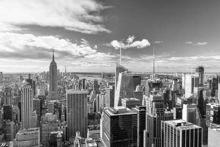 New York, a panoramic view of Manhattan as seen from the top of skyscraperの写真素材