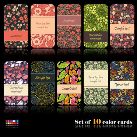 Set of ten colorful autumn cardsのイラスト素材