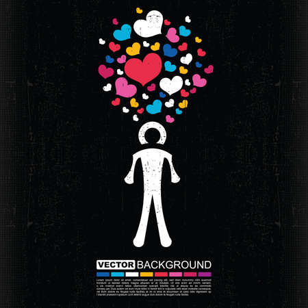 Valentine`s day card with men and heartsのイラスト素材