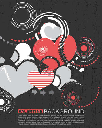Retro grunge hearts- Vector backgroundのイラスト素材