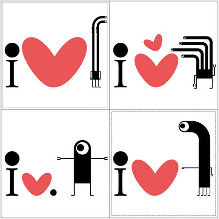 Monsters with heartのイラスト素材