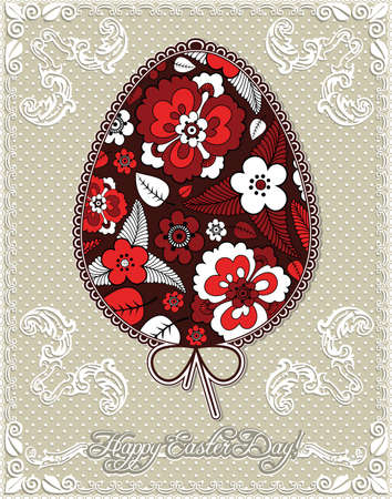 Easter egg with flowersのイラスト素材