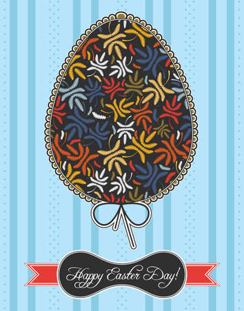 Easter egg with flowersのイラスト素材