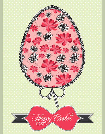 Easter egg with flowersのイラスト素材