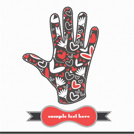 Flowers and hearts in handのイラスト素材