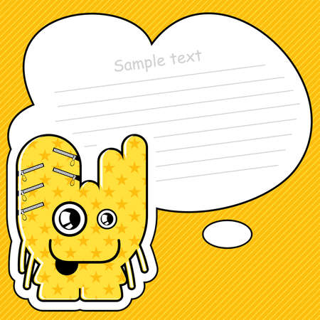 Cartoon monster with message cloudのイラスト素材