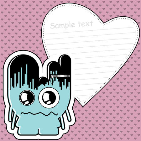 Cartoon monster with message cloudのイラスト素材