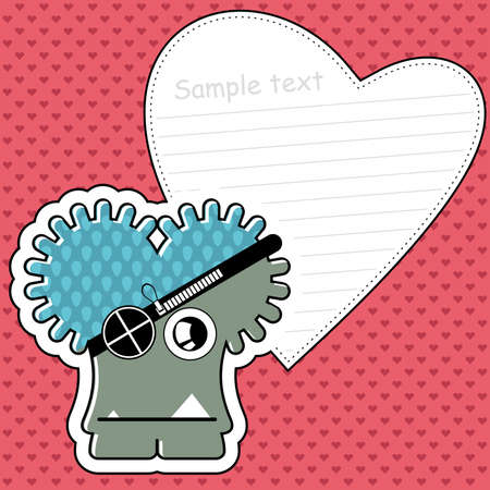 Cartoon monster with message cloudのイラスト素材