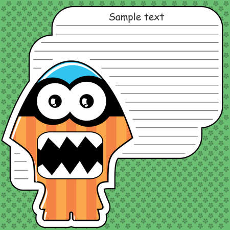 Cartoon monster with message cloudのイラスト素材