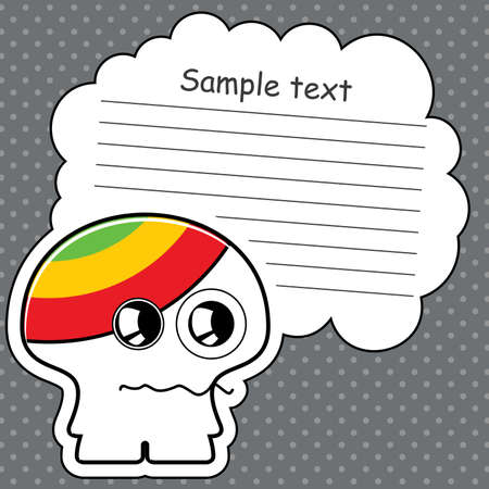 Cartoon monster with message cloudのイラスト素材