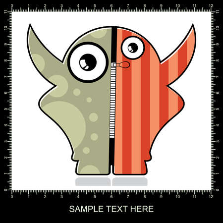 Cartoon monster with message cloudのイラスト素材