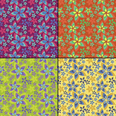 Set of four floral seamless patternのイラスト素材