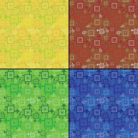 Set of four Colorful decorative elements - seamless patternのイラスト素材