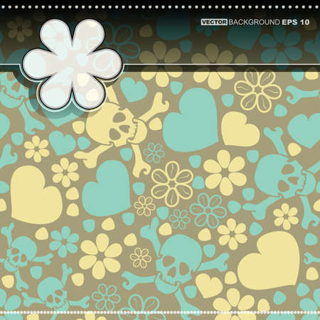 Card with skulls and heartsのイラスト素材