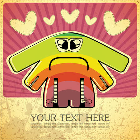 Monster on retro backgroundのイラスト素材