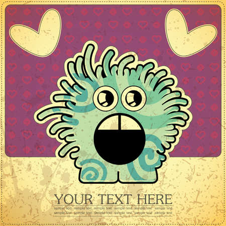 Monster on retro backgroundのイラスト素材