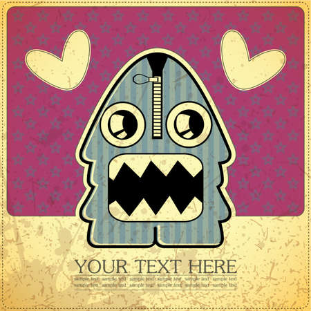 Monster on retro backgroundのイラスト素材