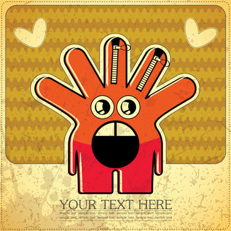 Monster on retro backgroundのイラスト素材