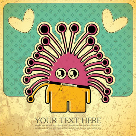 Monster on retro backgroundのイラスト素材