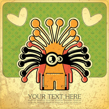 Monster on retro backgroundのイラスト素材