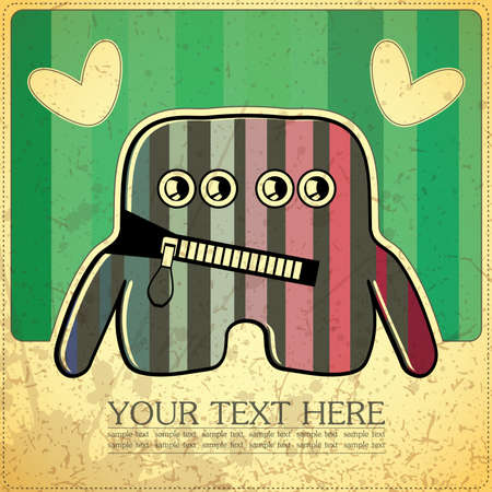 Monster on retro backgroundのイラスト素材