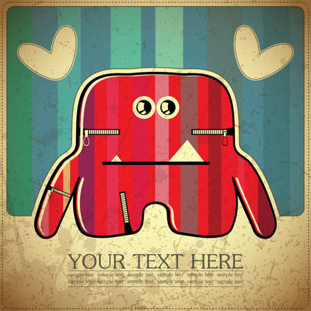 Monster on retro backgroundのイラスト素材