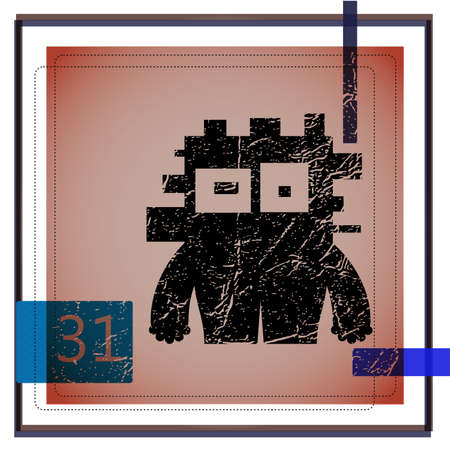 Monster on retro backgroundのイラスト素材