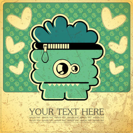 Monster on retro backgroundのイラスト素材