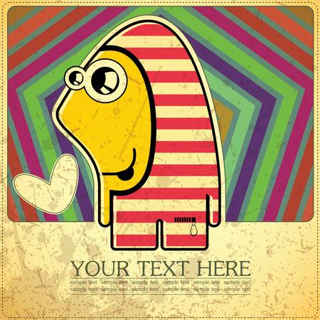 Monster on retro backgroundのイラスト素材