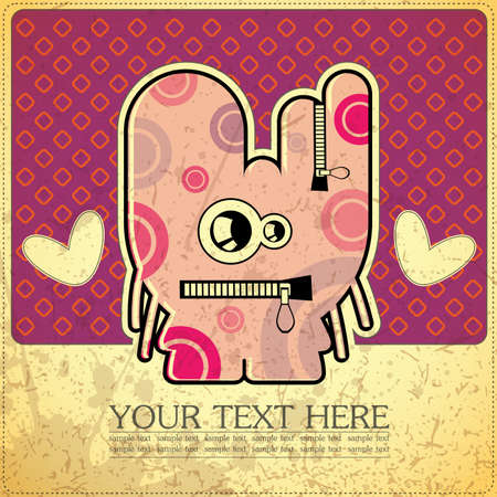 Monster on retro backgroundのイラスト素材