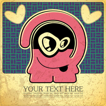 Monster on retro backgroundのイラスト素材