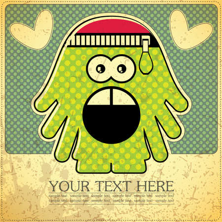 Monster on retro backgroundのイラスト素材