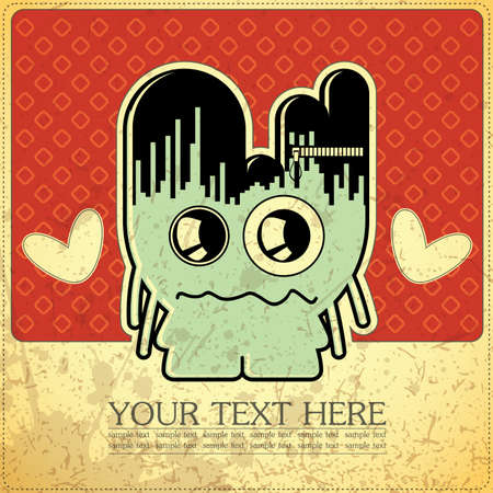 Monster on retro backgroundのイラスト素材